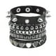 thumbnail image 2 of Pulsera punk,Pulseras góticas de cuero sintético para mujeres y hombres,Juego de 3 pulseras con remaches punk de 22 cm de largo,Conjunto de pulseras anchas de punk rock,regalo de, 2 of 9