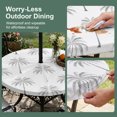 thumbnail image 5 of Round Outdoor Tablecloth with Umbrella Hole and Zipper, Grey Palm Trees Tablecloth with Elastic Waterproof, Tropical Summer Beach Botanical Patio Table Covers for 45" - 54" Picnic Pool Tables, 5 of 9