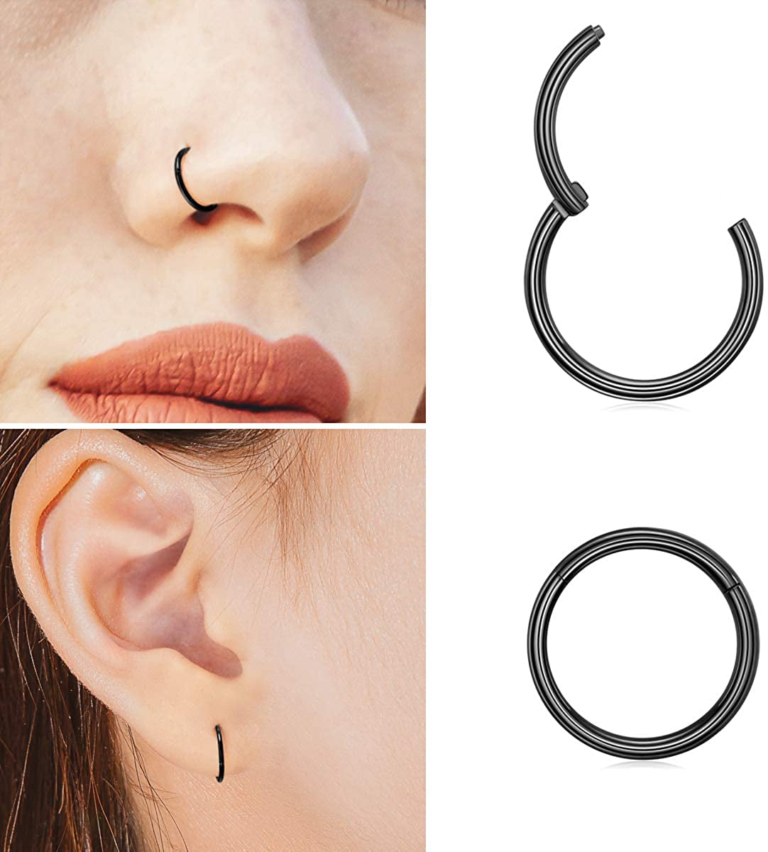 316L Surgical Steel Open Nose Ring Hoop Choose Your Size & Gauge 