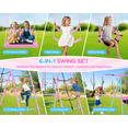 thumbnail image 6 of VIBESPARK 700lbs Swing Sets for Backyard, 6 in 1 Multifunction Swingset Outdoor for Kids Playground, Larger Outside Playset with 3 Adjustable Swings, Climbing Ladder and Net, Basketball Hoop, Pink, 6 of 7
