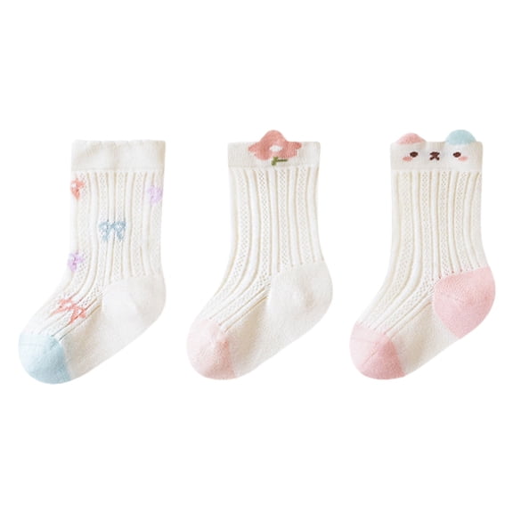 zbxnLI 3 Pairs Baby Crew Socks Soft Cotton Socks Little Girl Toddler Newborn Girls Cute Socks 0-5T
