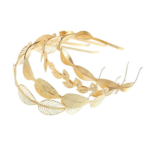 Vocoste 4 Pcs Alloy Metal Leaf Shape Headbands Hair Accessories Headbands for Women Girl Gold Tone 5.12"x1.06"