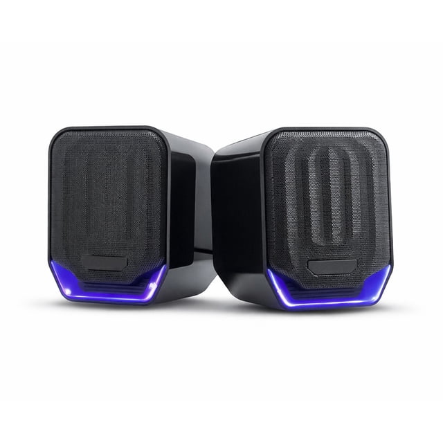 Bocinas Para Pc, Laptop Y Portatiles Con Conexión Usb Y Jack 3.5mm Sonido Estéreo 2.0 Diseño Compacto Y Luces Led, 10w