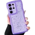 thumbnail image 2 of for Galaxy S23 Ultra Case 6.8",Curly Wavy Anti-Slip Grip Design Bling Cute Transparent Glitter Star Shiny Case Clear Sparkly Bumper Protection Soft Phone Cover Case for Women Girls,Purple, 2 of 10