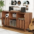 thumbnail image 3 of Ataucjin 55.11'' Large Record Player Stand,Modern Wood Vinyl Record Storage Holder Shelf with Charging Station and 2 USB Ports,Mid Century Turntable Stand Player Table Storage Cabinet Record Stand, 3 of 6
