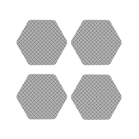 

Tebeau Gray Plaid Print Set of 4 Leather Drink Coasters Round Cup Mat Pad for Home and Kitchen Use 4 -Hexagon