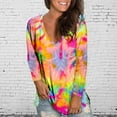 thumbnail image 2 of ZMHEGW Womens T Shirts Loose V Neck Colorful Tie Dye Printed Long Sleeve Printed T-Shirts For Women Trendy Top, 2 of 4