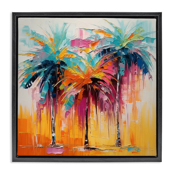 Stupell Industries Modern Vivid Modern Palms Black Floating Frame Canvas Art, 18 x 18, by Irena Orlov