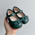 thumbnail image 6 of Kids Girls Green Faux Faux Leather Mary Janes Non-Slip Comfort Shoes Girls Green Mary Jane Flats Kids Little Kid Adjustable Dress Shoes,Size 1, 6 of 7