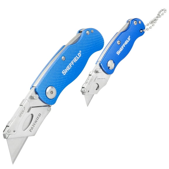 Sheffield Quick Change Folding Utility Knife, 2 Pack, Blue