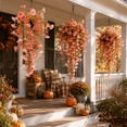 thumbnail image 5 of Cadancy Artificial Flowers Hanging Basket Morning Glory Silk Vine for Thanksgiving Fall Decor Outdoor Porch Faux Floral Trailing Bouquet Home Garden Patio Decoration, 5 of 6