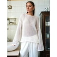 thumbnail image 4 of Women Oversized Long Sleeve Sheer Mesh Knit Sweater Tops Y2K Summer Loose Hollow Out Pullover Jumper Shirt Beach White L, 4 of 9