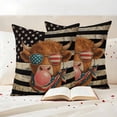 thumbnail image 3 of Independence Day Pillow Covers 2 Pack Retro Five-Pointed Star U.S. Flag Farm Funny Cow Pillowcase Waterproof Outdoor Throw Pillow Cover for Patio Garden Square Cushion 26”x26”, 3 of 9