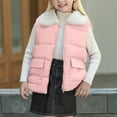 thumbnail image 4 of Girls Winter Puffer Vests Zipper Puffy Quilted Vests Trendy Sleeveless Quilted Jackets with Faux Fur Collar Pink, 9 Years, 4 of 7
