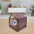 thumbnail image 3 of Floral Pet House, Hippie Style Flourishing Flowers with Abstract Colorful Circles Pattern, Outdoor & Indoor Portable Dog Kennel with Pillow and Cover, 5 Sizes, Chocolate Pink Purple, by Ambesonne, 3 of 5