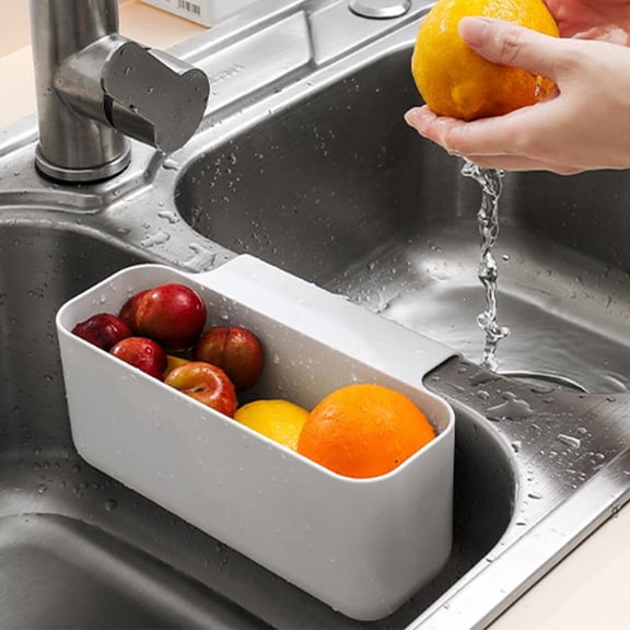 YIMWNYI Kitchen Sink Hanging Waste Storage Basket, Wall-Mounted Large Capacity Plastic Trash Bin for Kitchen, Bathroom, Bedroom, Office, White