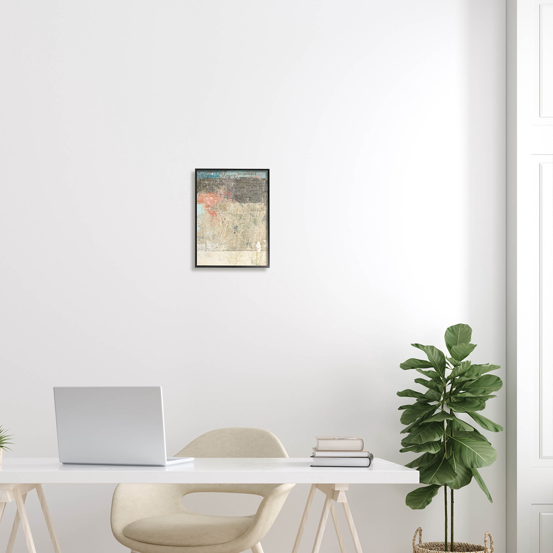 Stupell Industries Urban Layered Abstract Collage Painting Black Framed Art Print Wall Art, Design by Suzanne Nicoll