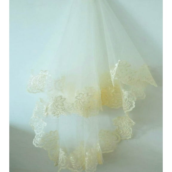 Wedding Lace Veil Single Layer Lace Bridal Veil 1 Tier Floral Bridal Veil with Floral Edge for Brides Wedding Party Headwear