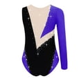 thumbnail image 2 of TTAO Girls Color Block Gymnastic Practice Clothes Ballet Dance Outfit One Piece Tumbling Unitard Biketard Purple 16, 2 of 3