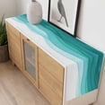 thumbnail image 4 of Ombre Turquoise Waves Table Runner 48 Inches Long Farmhouse Dress Scarves, Abstract Art Gradient Modern Dining Tablerunner for Coffee Table/Kitchen Island/Party Décor, 13" x 48", 4 of 8