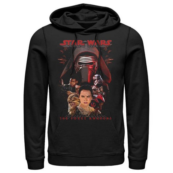 Men's Star Wars The Force Awakens Kylo Ren and Rey Pull Over Hoodie Black Small