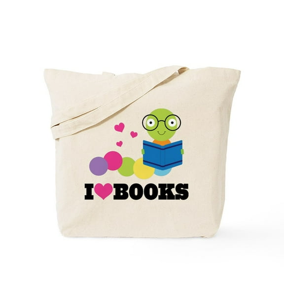 CafePress - Bookworm I Heart Books Tote Bag - Unisex Canvas Tote Bag, Beige, 1-Piece