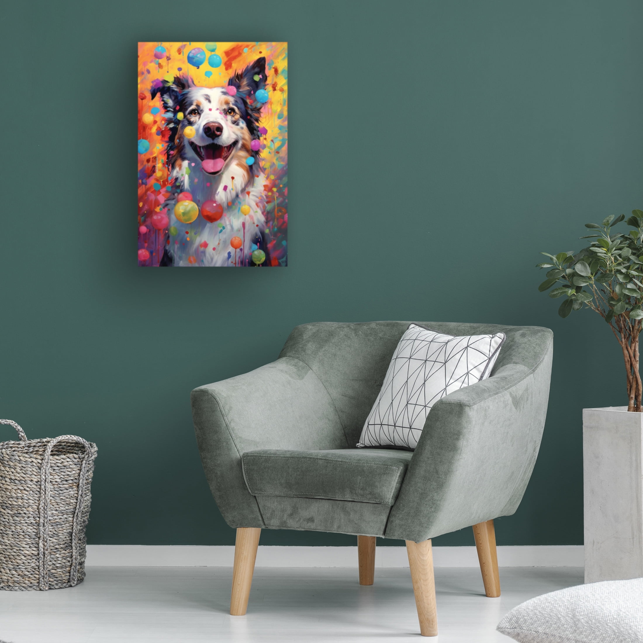 Canvas Wall Art - Ray Heere 'Happy Dog 10' Wall Art for Living Room, Bedroom, or Office Décor by Trademark Fine Art - 22 x 32 Inches