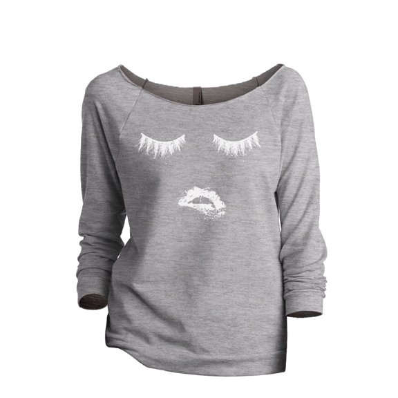 Biting Lips and Lashes Women's Fashion Slouchy 3/4 Sleeves Raglan Lightweight Sweatshirt Sport Grey X-Large