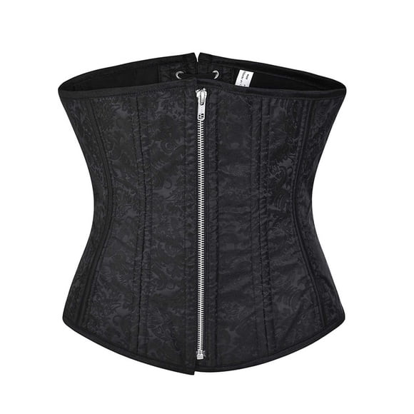 Corset Gainant Robuste à Double Armature en Acier pour l'Entraînement de la Taille, Fermeture Éclair avant, Laçage Arrière, sous-Poitrine, Ajusté