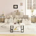 thumbnail image 6 of LinkRomat 3-Pieces Coffee Table Set, Modern Faux Marble Coffee Table with 2 Round End Side Tables, Living Room Table Set with Metal Frame for Apartment Home Office, White, 6 of 7