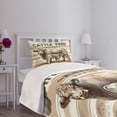 thumbnail image 3 of Ambesonne Farmhouse Quilted Bedspread Set 2 Pcs, Vintage Cow on Stripes, Twin Size, Tan Ivory Warm Taupe, 3 of 4