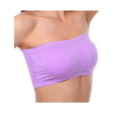

Women Plus Size Double Layers Strapless Basic Bra Bandeau Tube Removable Padded Top