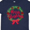 thumbnail image 4 of Inktastic Merry Christmas Wreath with Red Bow and Ornaments Boys or Girls Toddler T-Shirt, 4 of 5