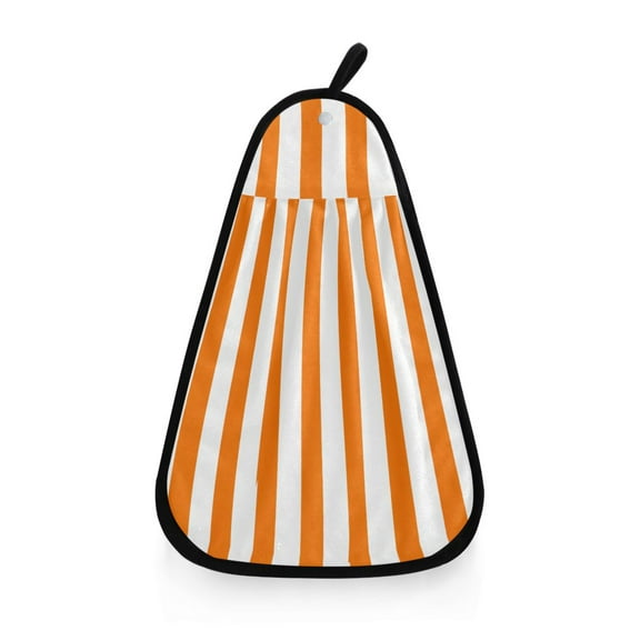 Orange-white Stripes Hanging Towel Hand Towel with Hook Dish Cloth for Kitchen Bathroom