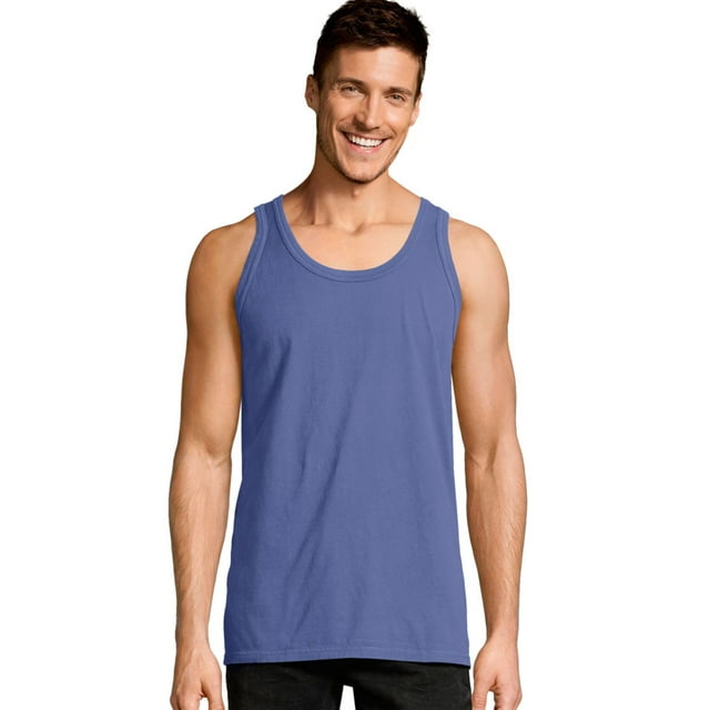 Hanes Mens ComfortWash Garment Dyed Sleeveless Tank Top, S, Deep Forte Blue