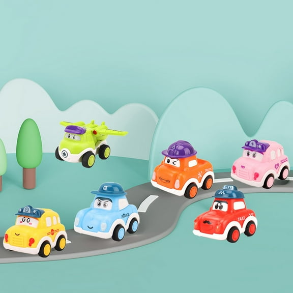 Yyuenw 6 Pcs Pull Back Cars Set Toys for 1 2 3 Year Toddlers, Baby Car Toys for 6-12-18 Months, Kid Construction Vehicle Racing Car Set, Mini Toy Cars for Toddlers