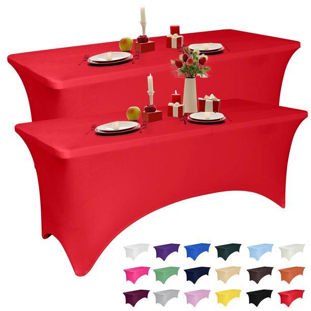 Mantel LGJIAOJIAO de spandex rojo de 6 pies para mesa rectangular