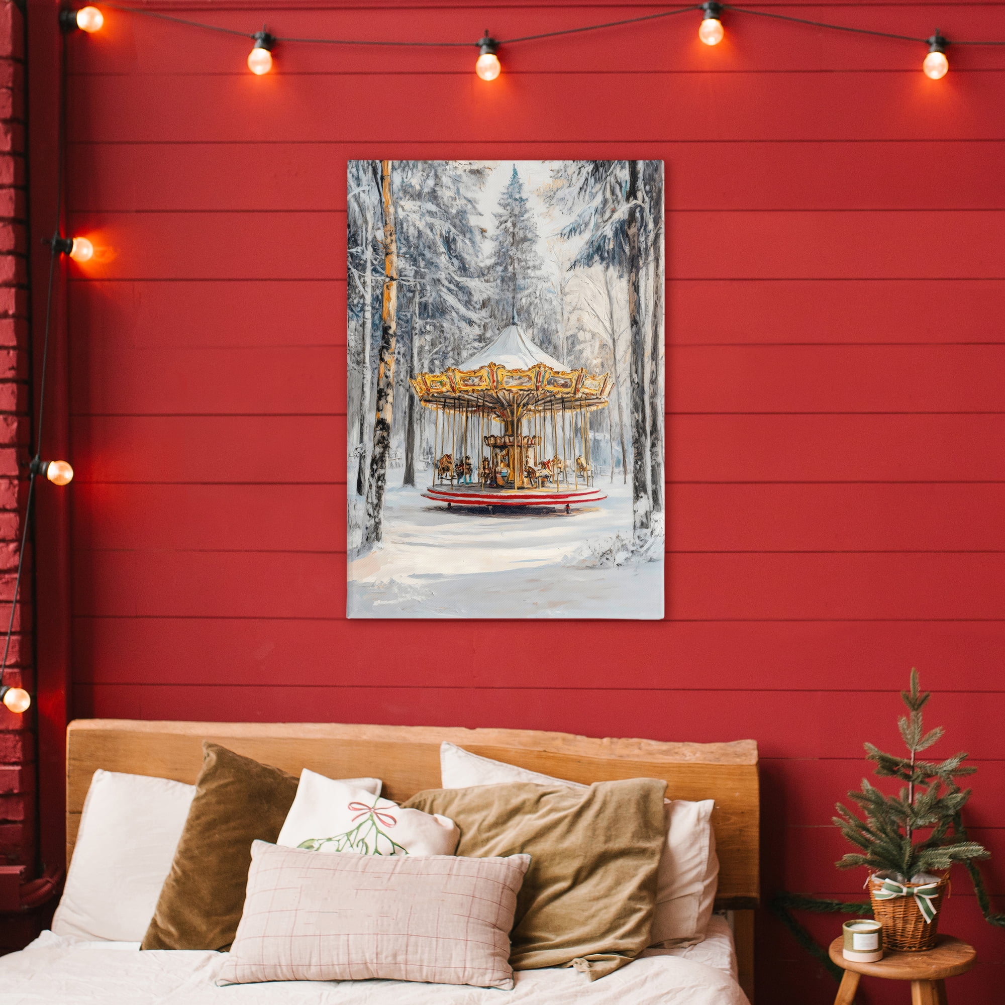 Winter Wonderland Carousel Canvas Wall Art, design by Petal Prints Design