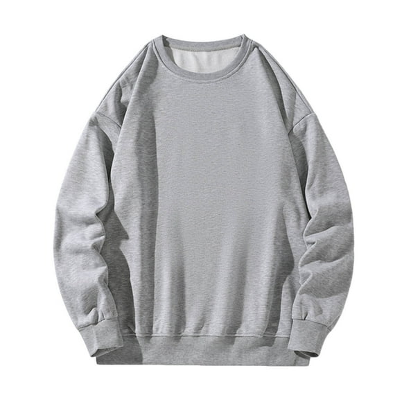 fartey Men's Plus Size Crewneck Sweatshirts Baggy Cozy Solid Color Pullover Tops Lounge Long Sleeve Drop Shoulder Sweatshirt Lightweight WInter 2025 Undershirts Top, M-5XL