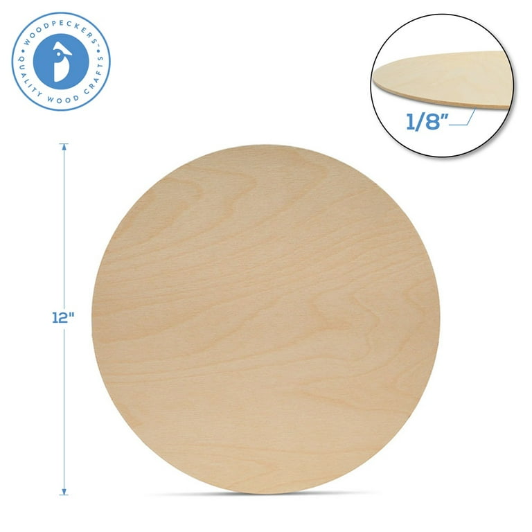 Wood Circles 12 inch, 1/8 Inch Thick, Birch Plywood Discs, Pack of