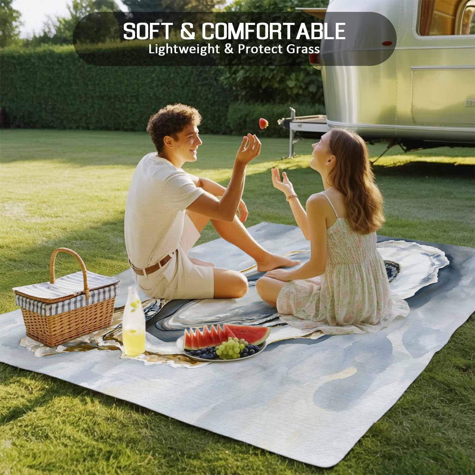 Outdoor Rug 5x8ft Ocean Oyster Oil Painting Large Area Rug Simple Style Indoor Outdoor Carpet Outdoor Rugs Mats for Patio Camping,RV,Front Door, Outside Decor