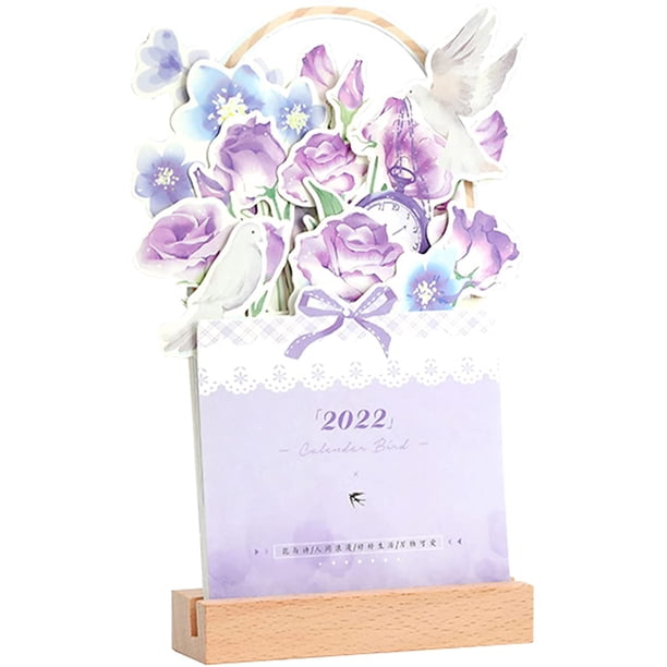 Calendario de escritorio creativo 2022 Calendario de escritorio con forma de cesta de flores única 12 x 21 cm Namotu CZBG-HQ70-1