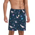 thumbnail image 2 of Logiee Space Dinosaur Print Men's Pajama Shorts with Drawstring & Pockets,Sleep Shorts for Men,Sleepwear Bottoms,Elastic Waistband Loungewear-XX-Large, 2 of 6