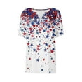 thumbnail image 4 of Memorial Day Blouse for Women American Flag Womens Shirts Women Red White and Blue Shirts Womens Memorial Day Shirts Women's Casual Gradient Short-Sleeved V-Neck Top Blouse, 4 of 5