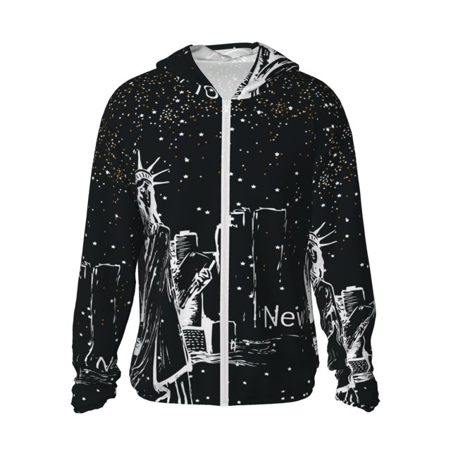 Fotbe New York City1 Chaqueta con Protección Solar UPF 50+ para Hombre y Mujer, Camisa con Capucha y Bolsillos-X-Large
