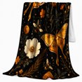 thumbnail image 2 of Enchanted Moth Poppy Garden autumn celebration, Festive autumn celebration Scene, Warm Flannel Blanket for Living Room and Family Room, Art Lovers autumn celebration Gift, Festive Home Decor, 2 of 9