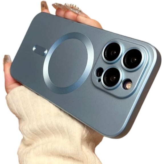 Designed for iPhone Case,Slim Thin Metallic Paint Matte Skin Touch[Compatible with Magsafe] Camera Lens Protection Shockproof Protective Cover Phone Case (iPhone 13 Pro,Blue)