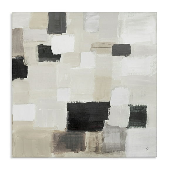 Stupell Industries Natural Square Patchwork Abstract Painting Gallery Wrapped Canvas Art Print Wall Art, 17 x 17