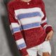 thumbnail image 4 of Suéter de manga larga a rayas con cuello redondo informal a la moda para mujer Fridja  hjk692, 4 of 9