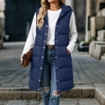 thumbnail image 6 of Ywyfzly Women's Long Puffer Vest Hooded Zip Up Sleeveless Padded Gilet with Pockets Solid Color Fall Winter Outerwear Dark Blue XL, 6 of 9